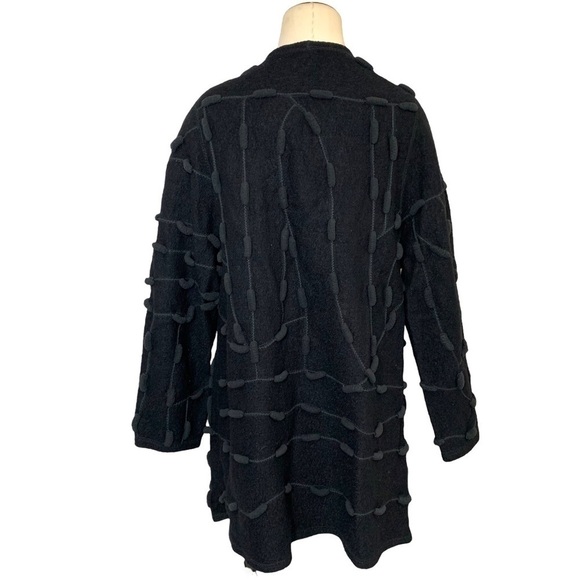 renée Legault Artisanal Designer Unique Wool Blend Black Cardigan Jacket Small - Picture 3 of 10